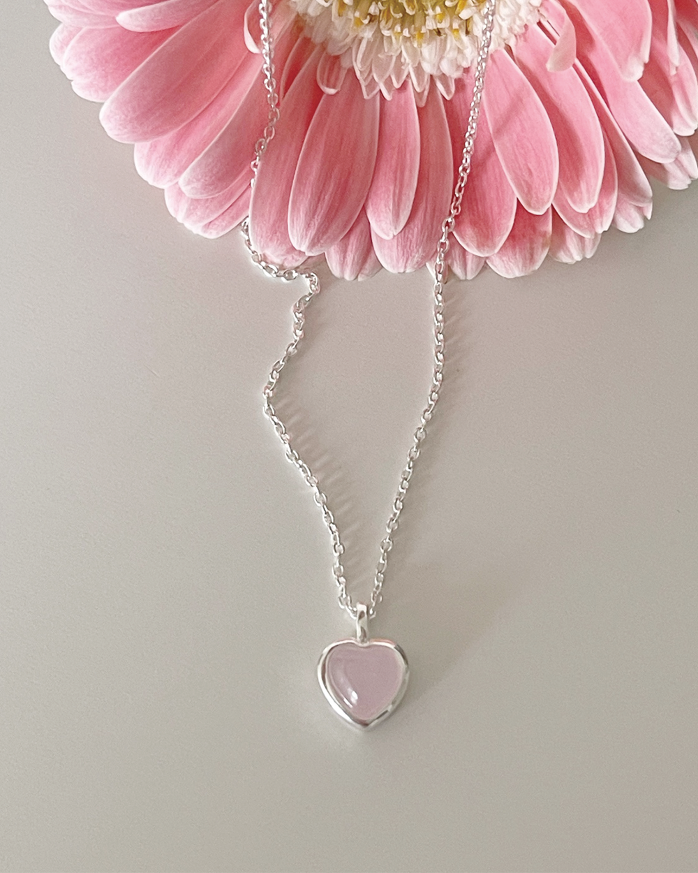 [92.5 silver] pink heart necklace 엣더룸