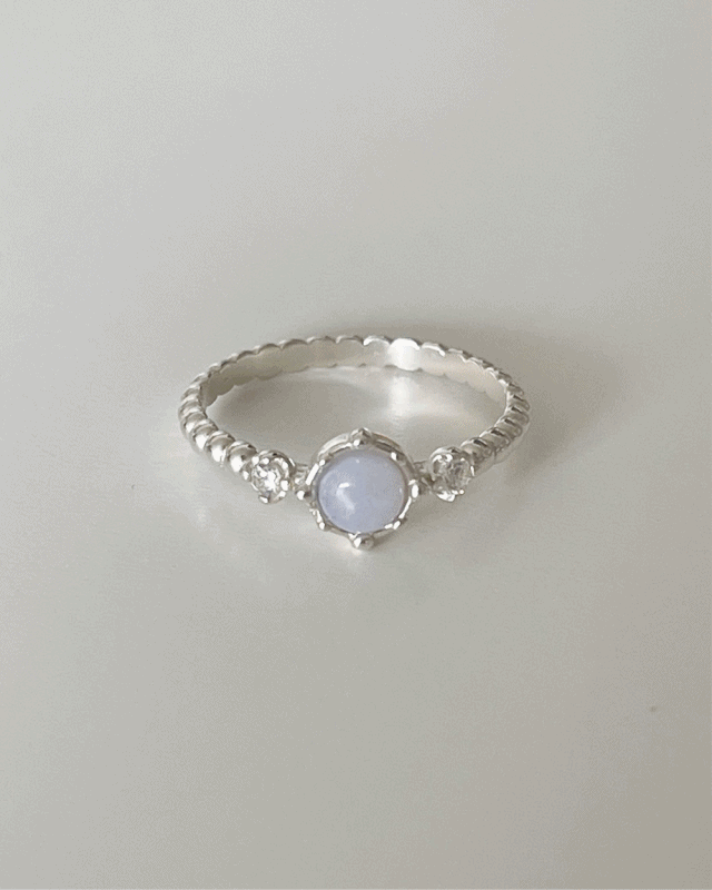 [92.5 silver, 천연원석] 블루아게이트 큐빅 반지 엣더룸
