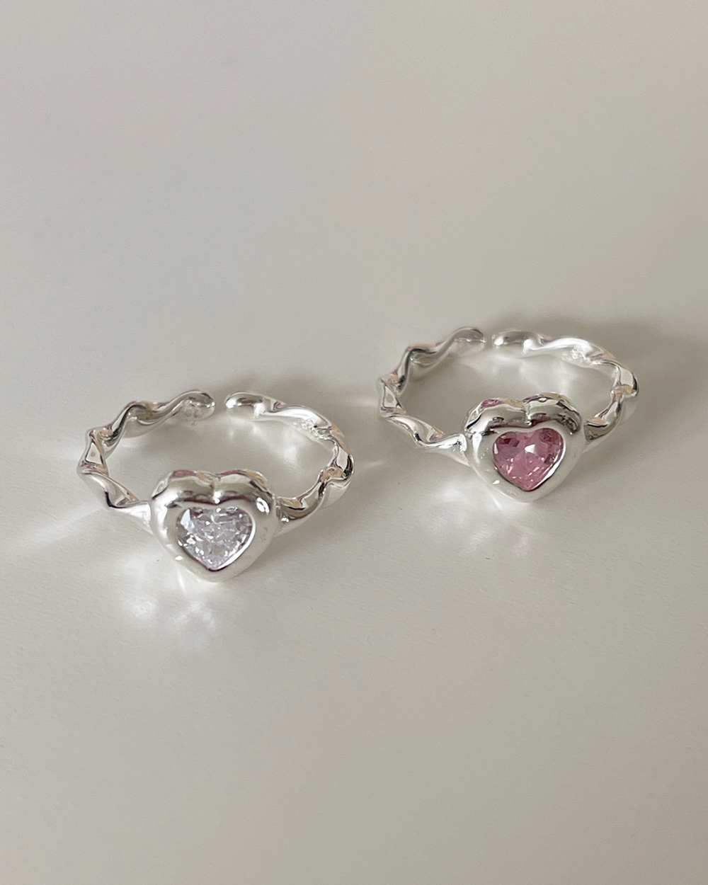[92.5 silver] curve heart open ring (2color) 엣더룸