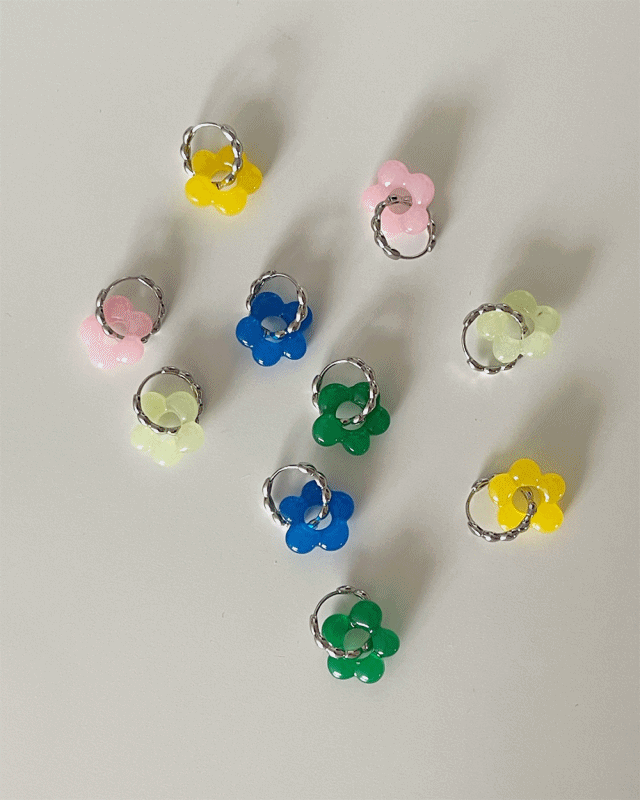 플라워 아크릴 원터치 귀걸이 (5color) 엣더룸