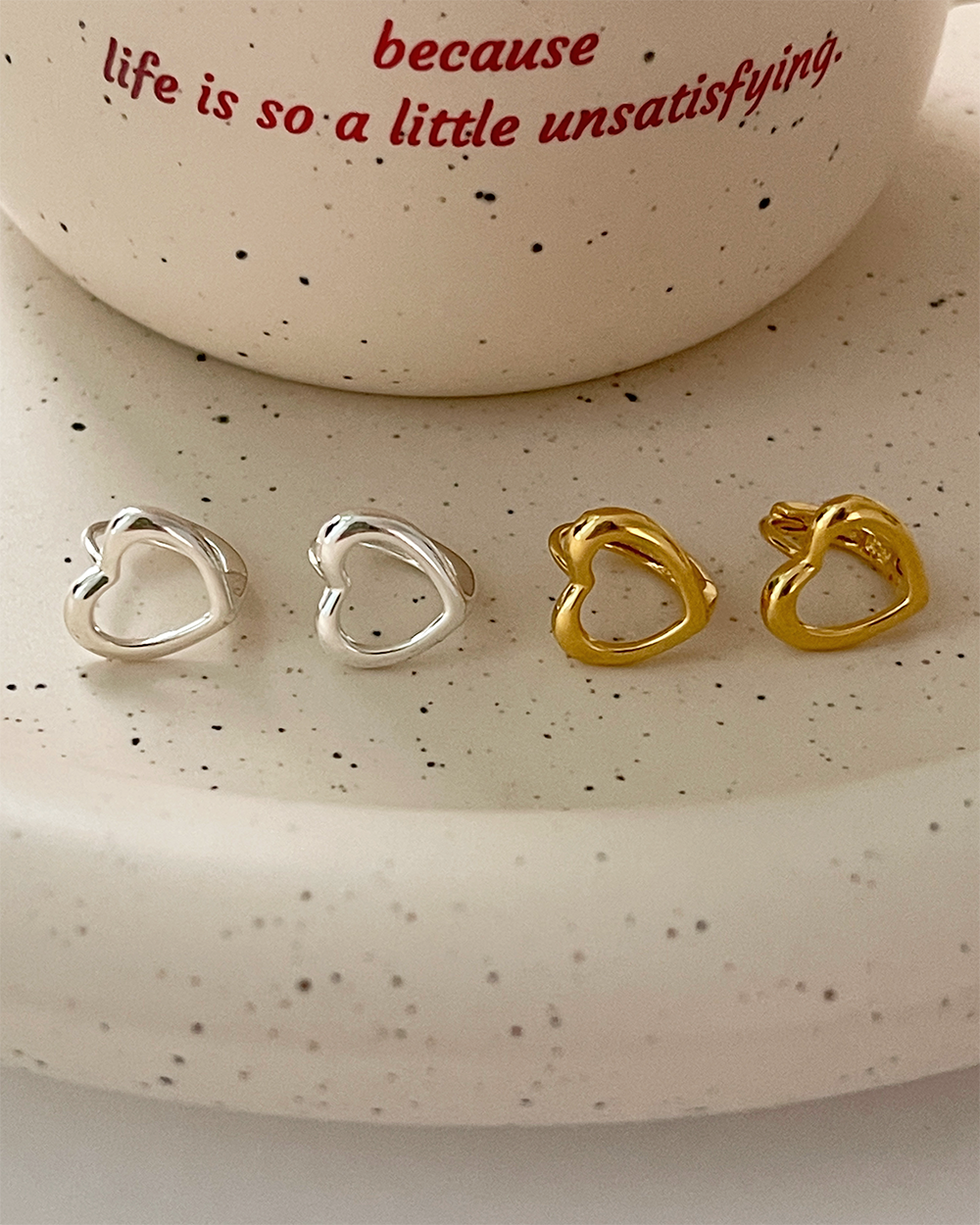 [92.5 silver] 에브리 하트 원터치 귀걸이 (2color) 엣더룸